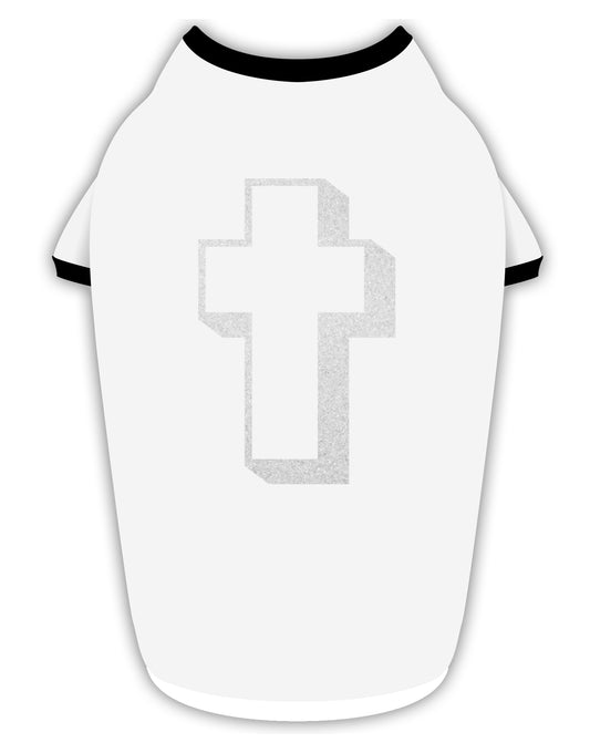 Simple Cross Design Glitter - White Stylish Cotton Dog Shirt by TooLoud-Dog Shirt-TooLoud-White-with-Black-Small-Davson Sales