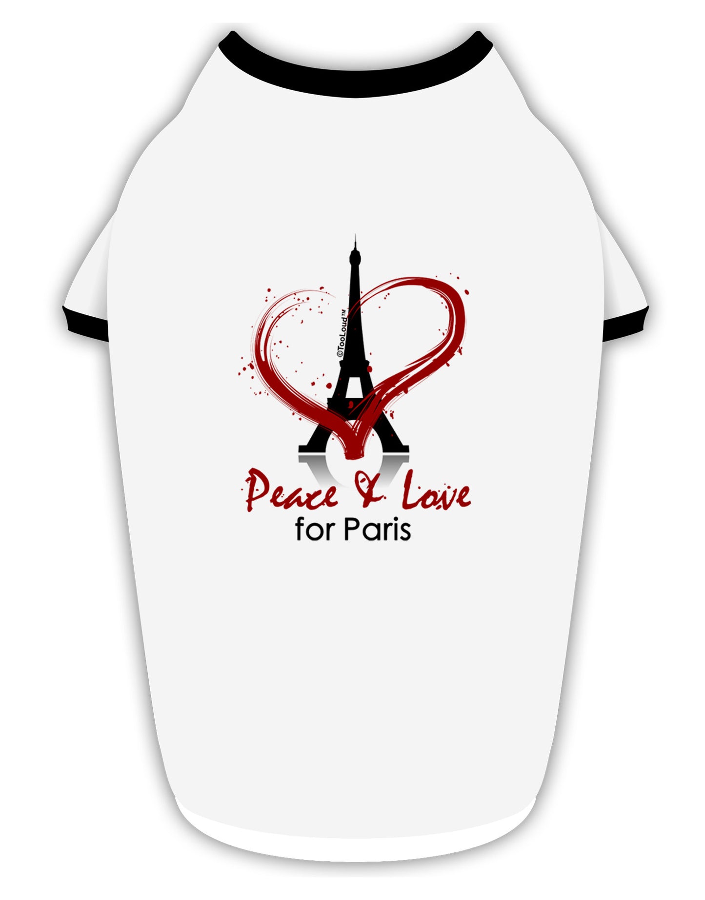 Peace & Love For Paris Stylish Cotton Dog Shirt-Dog Shirt-TooLoud-White-with-Black-Small-Davson Sales