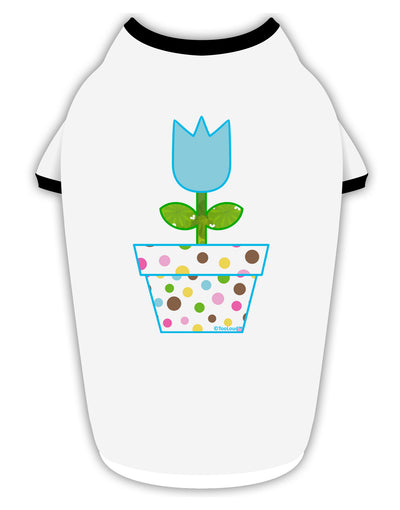 Easter Tulip Design - Blue Stylish Cotton Dog Shirt by TooLoud-Dog Shirt-TooLoud-White-with-Black-Small-Davson Sales