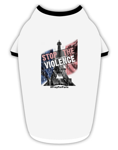 Distressed Paris Stop The Violence Stylish Cotton Dog Shirt-Dog Shirt-TooLoud-White-with-Black-Small-Davson Sales