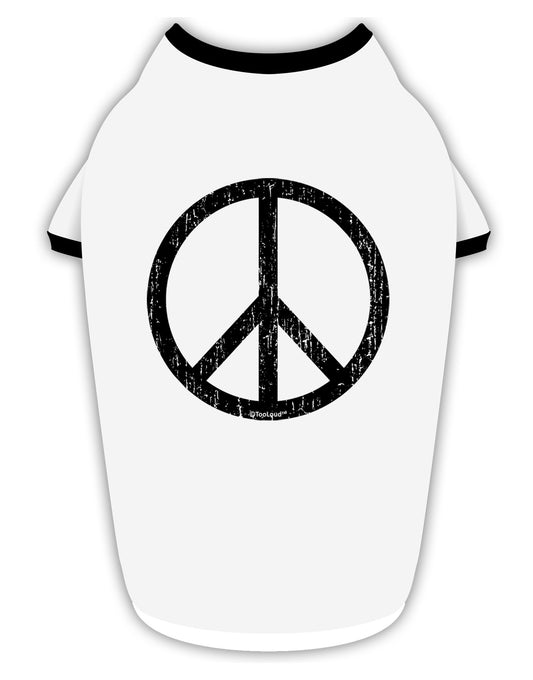 Peace Sign Symbol - Distressed Stylish Cotton Dog Shirt-Dog Shirt-TooLoud-White-with-Black-Small-Davson Sales