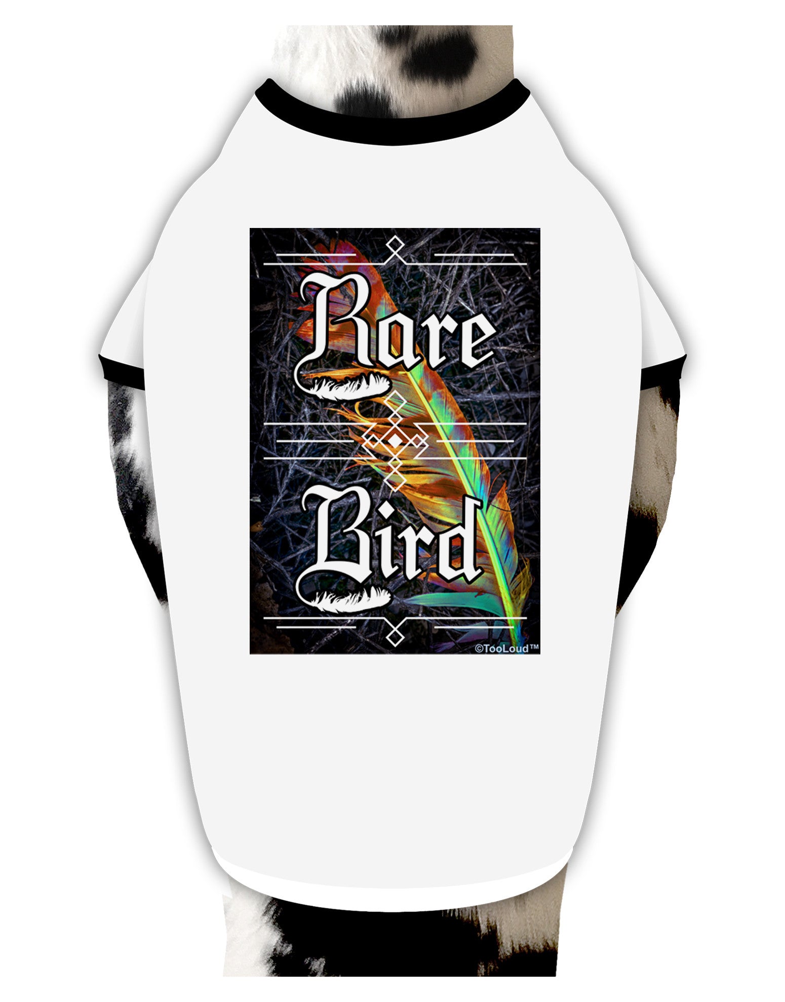 Rare Bird - Colorful Feather Dog Shirt-Dog Shirt-TooLoud-White-with-Black-Small-Davson Sales