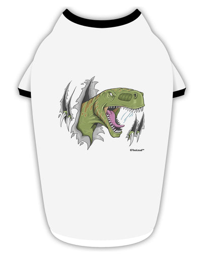 Green Dinosaur Breaking Free Stylish Cotton Dog Shirt by TooLoud-Dog Shirt-TooLoud-White-with-Black-Small-Davson Sales