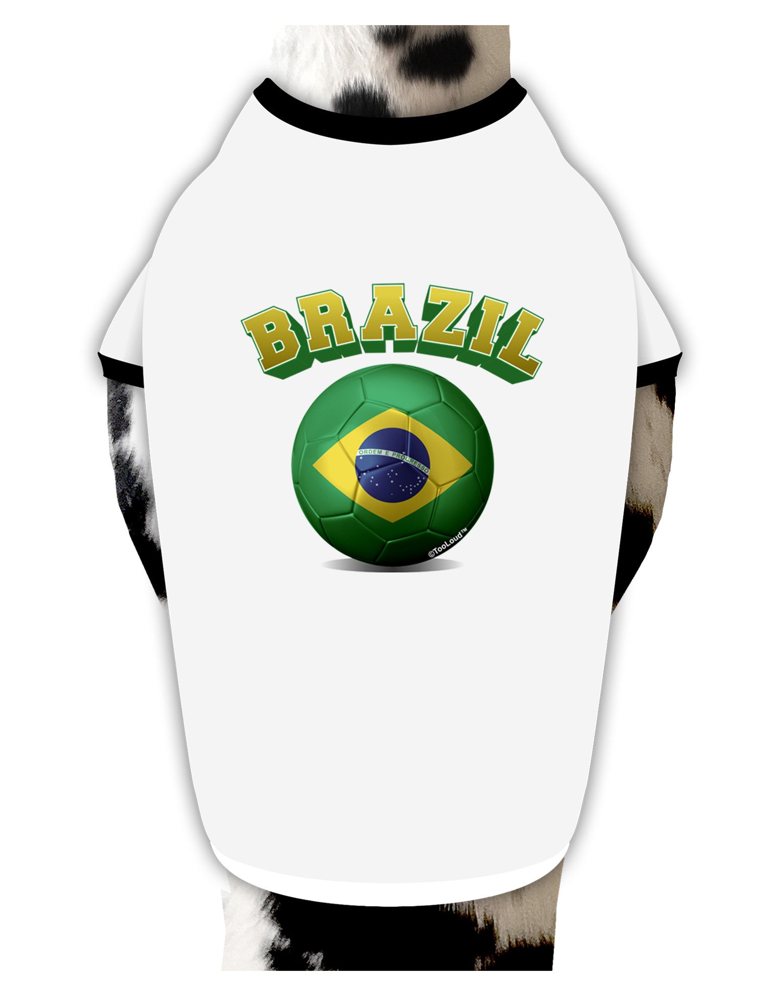 Soccer Ball Flag - Brazil Dog Shirt-Dog Shirt-TooLoud-White-with-Black-Small-Davson Sales
