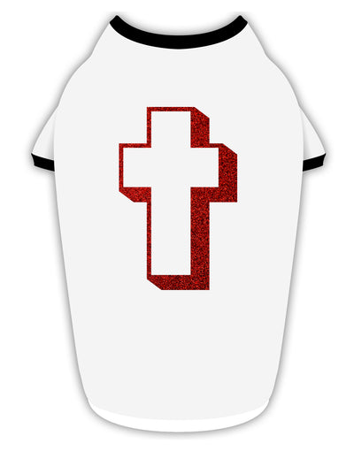 Simple Cross Design Glitter - Red Stylish Cotton Dog Shirt by TooLoud-Dog Shirt-TooLoud-White-with-Black-Small-Davson Sales