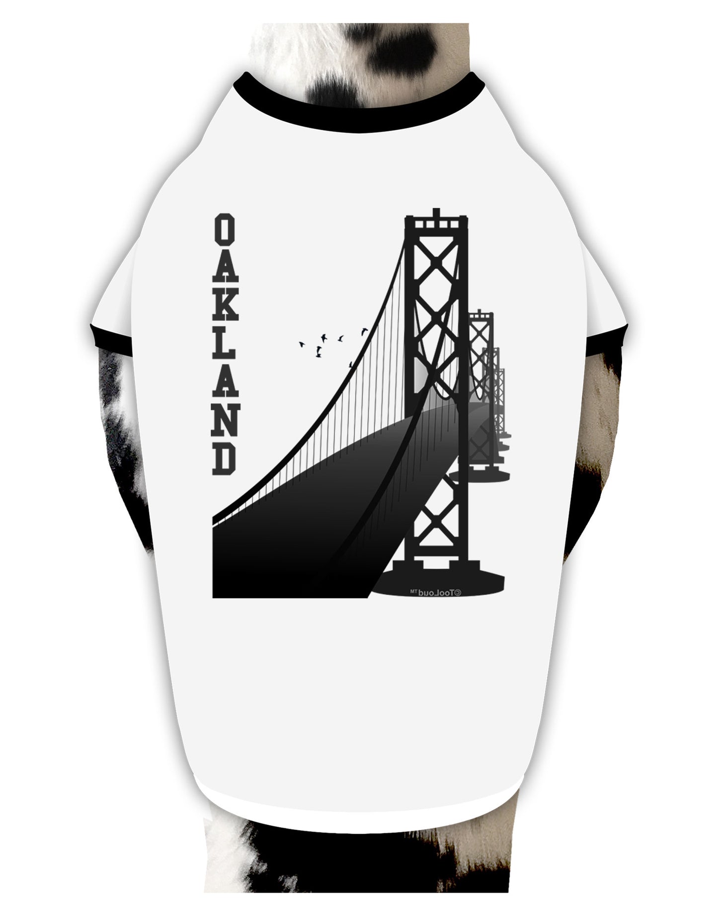 Oakland Text Bay Bridge Dog Shirt-Dog Shirt-TooLoud-White-with-Black-Small-Davson Sales