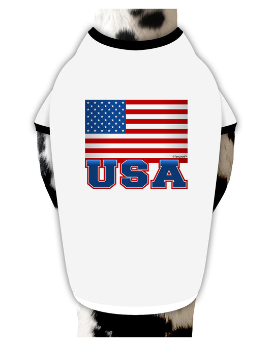 USA Flag Dog Shirt-Dog Shirt-TooLoud-White-with-Black-Small-Davson Sales