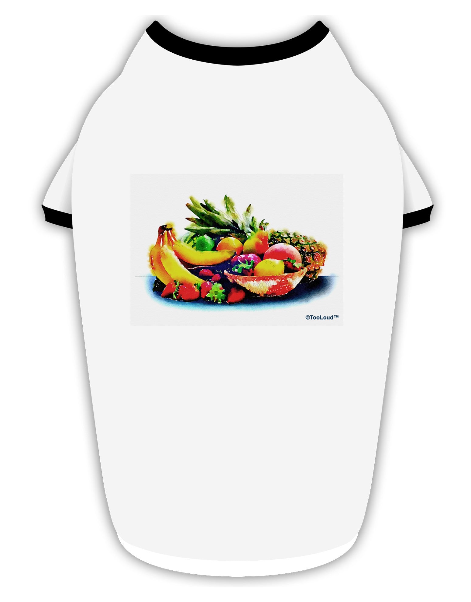 Watercolor Fruit Bowl 3 Stylish Cotton Dog Shirt-Dog Shirt-TooLoud-White-with-Black-Small-Davson Sales