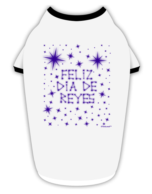 Feliz Dia de Reyes - Estrellas Brillantes Stylish Cotton Dog Shirt by TooLoud-Dog Shirt-TooLoud-White-with-Black-Small-Davson Sales