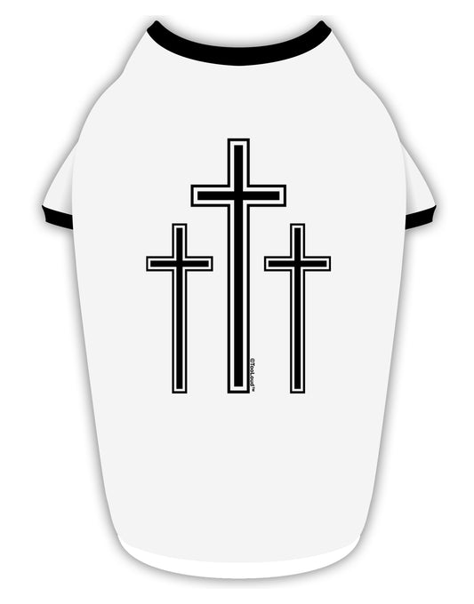 Three Cross Design - Easter Stylish Cotton Dog Shirt by TooLoud-Dog Shirt-TooLoud-White-with-Black-Small-Davson Sales