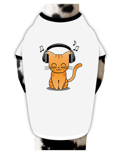 Cute Kitty With Headphones Dog Shirt-Dog Shirt-TooLoud-White-with-Black-Small-Davson Sales