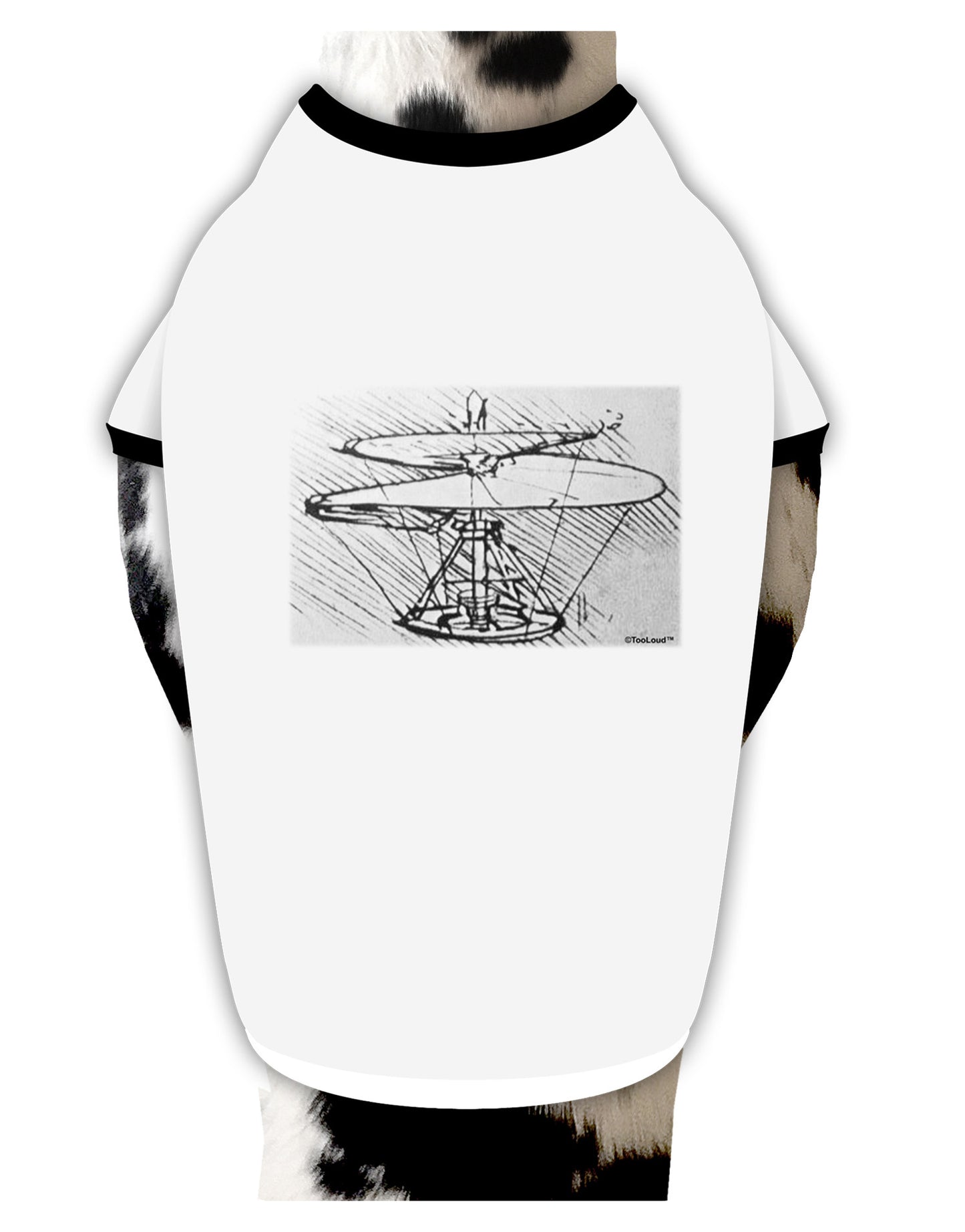 Helicopter Sketch Dog Shirt-Dog Shirt-TooLoud-White-with-Black-Small-Davson Sales
