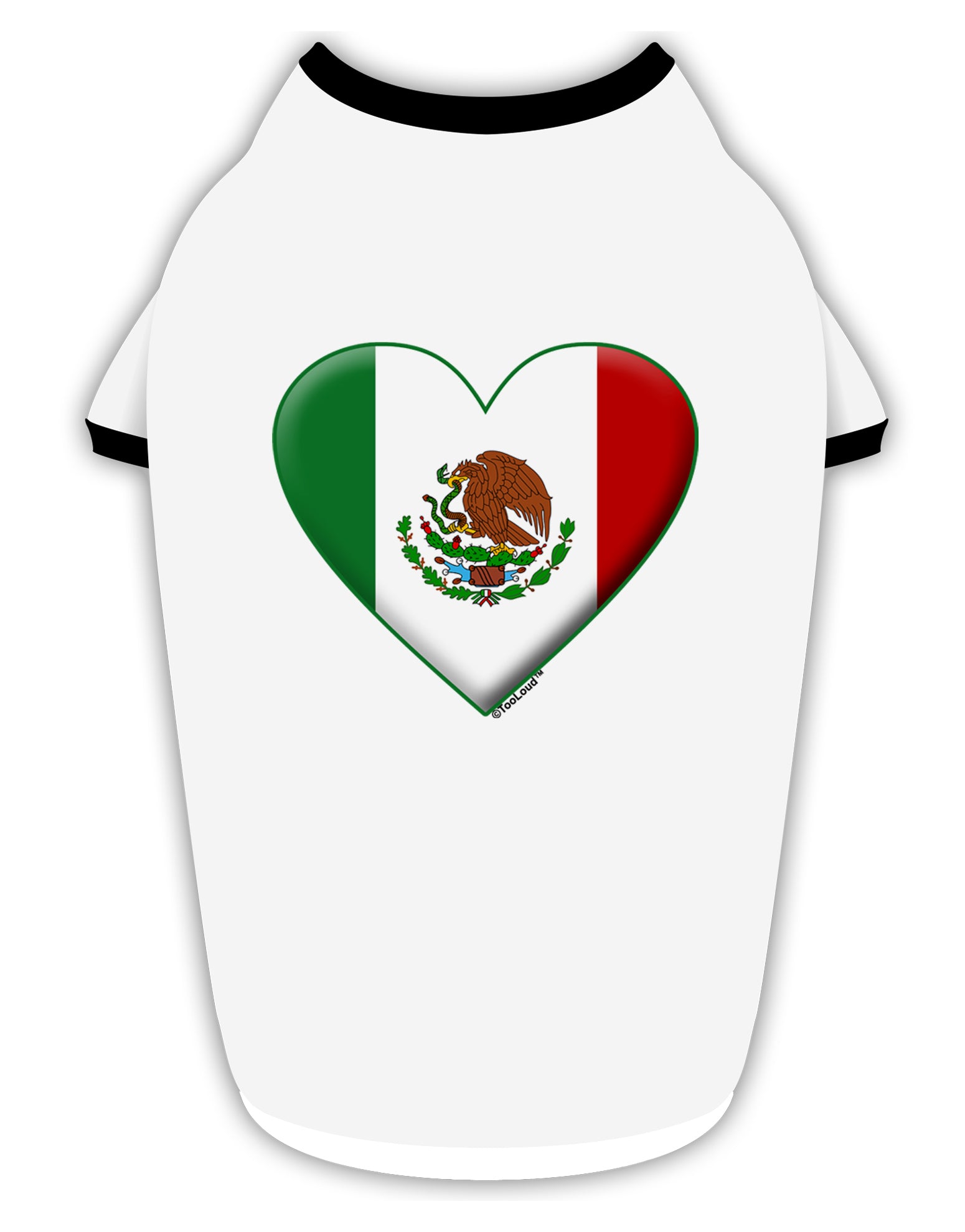 Mexican Flag Heart - Beveled Stylish Cotton Dog Shirt by TooLoud-Dog Shirt-TooLoud-White-with-Black-Small-Davson Sales