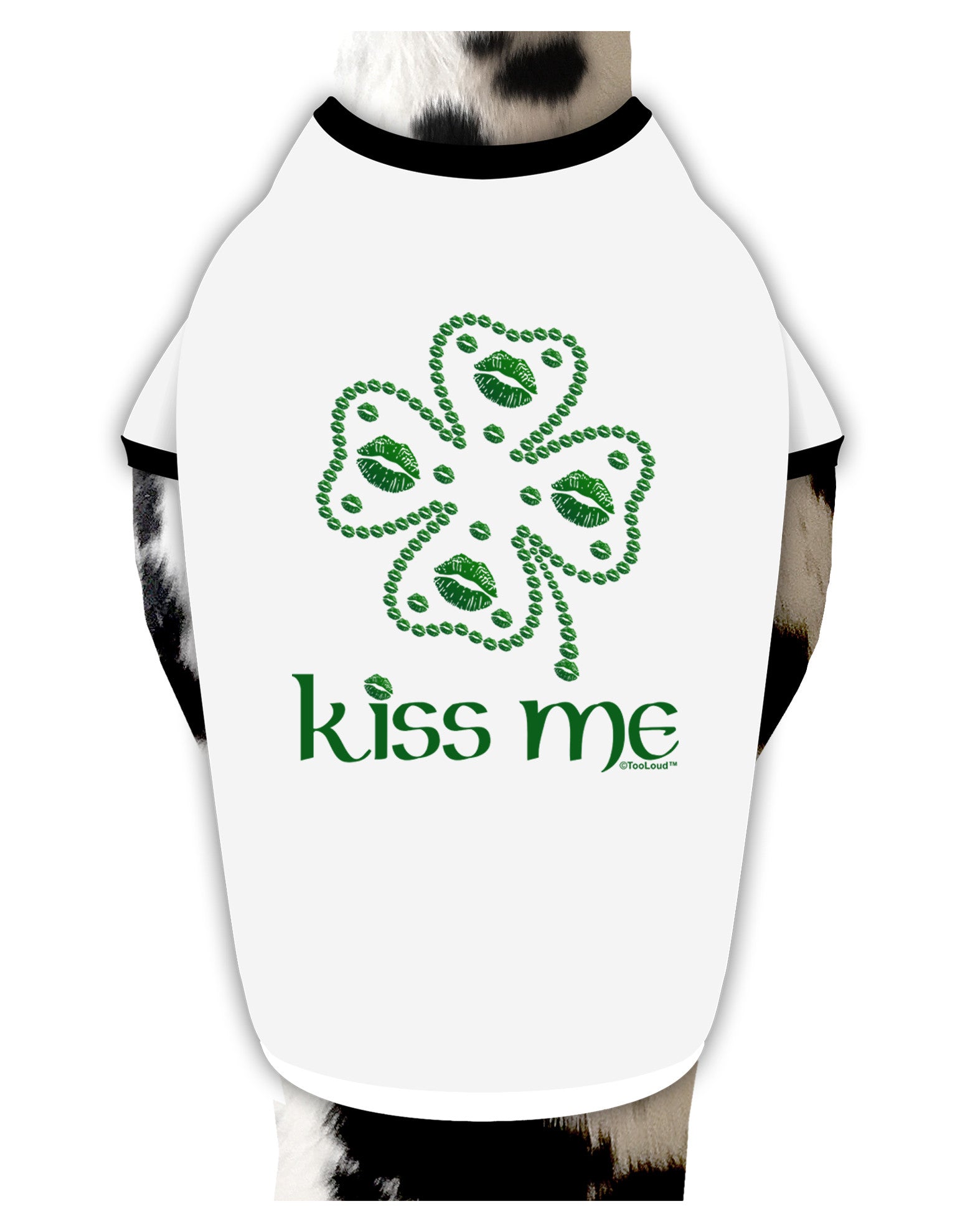 Kiss Me Clover Dog Shirt-Dog Shirt-TooLoud-White-with-Black-Small-Davson Sales