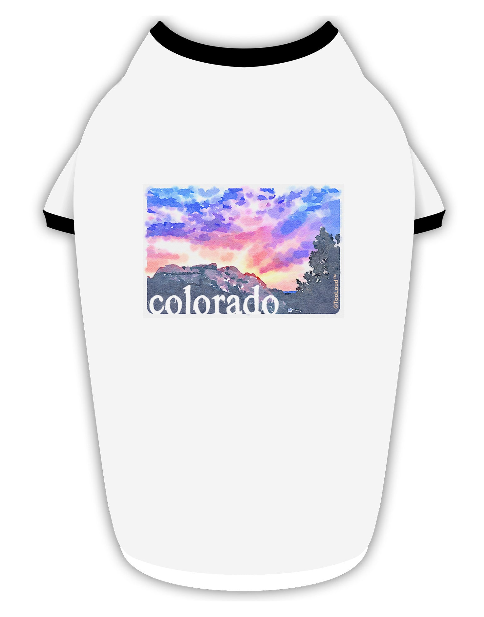 CO Rainbow Sunset Watercolor Text Stylish Cotton Dog Shirt-Dog Shirt-TooLoud-White-with-Black-Small-Davson Sales