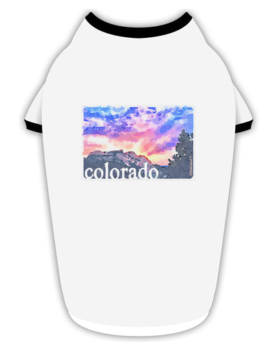 CO Rainbow Sunset Watercolor Text Stylish Cotton Dog Shirt-Dog Shirt-TooLoud-White-with-Black-Small-Davson Sales