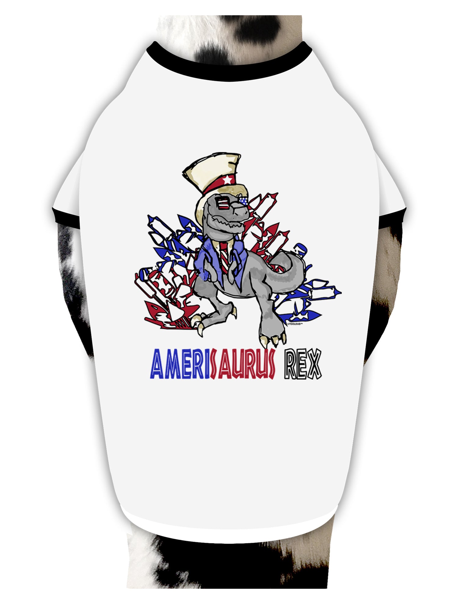 TooLoud AMERISAURUS REX Dog Shirt-Dog Shirt-TooLoud-White-with-Black-Small-Davson Sales