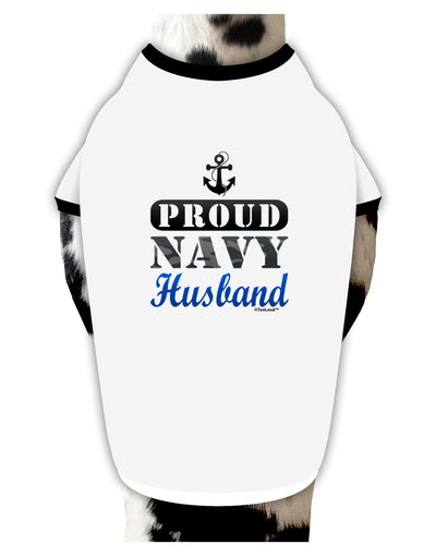 Proud Navy Husband Dog Shirt-Dog Shirt-TooLoud-White-with-Black-Small-Davson Sales