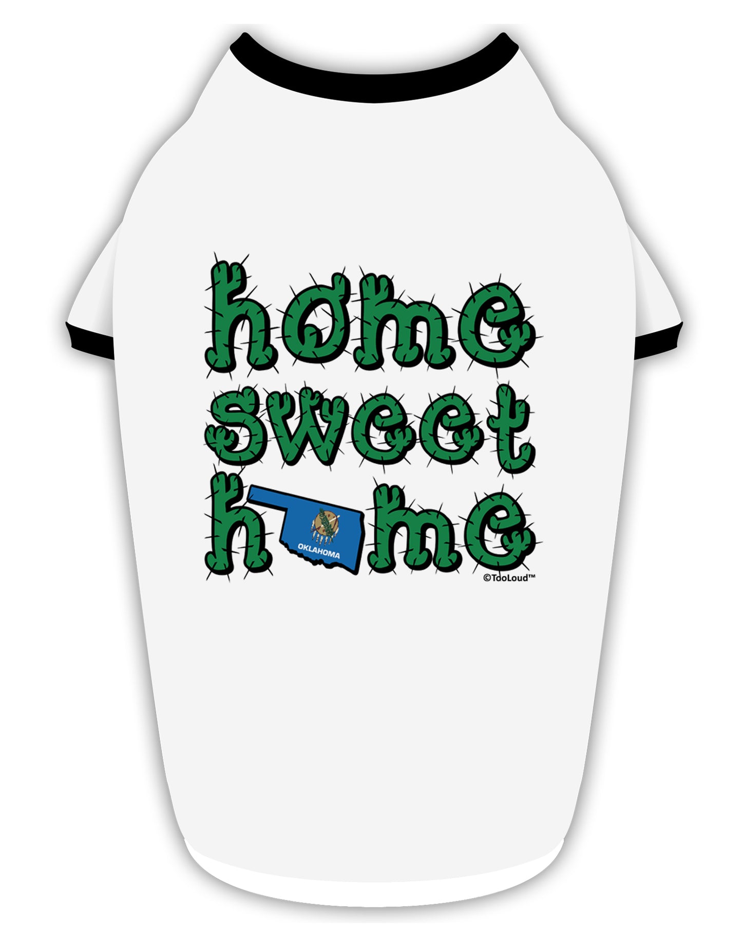 Home Sweet Home - Oklahoma - Cactus and State Flag Stylish Cotton Dog Shirt by TooLoud-Dog Shirt-TooLoud-White-with-Black-Small-Davson Sales
