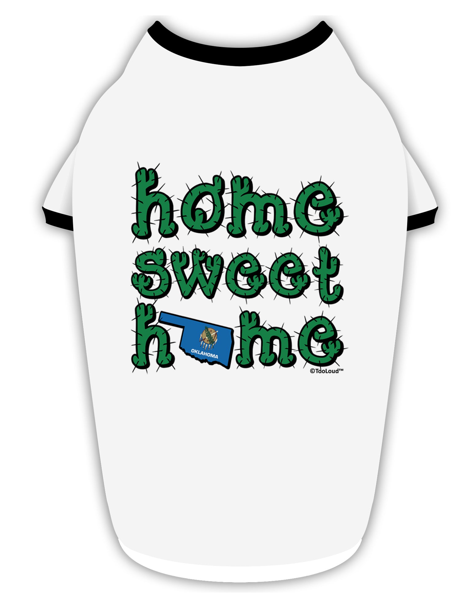 Home Sweet Home - Oklahoma - Cactus and State Flag Stylish Cotton Dog Shirt by TooLoud-Dog Shirt-TooLoud-White-with-Black-Small-Davson Sales