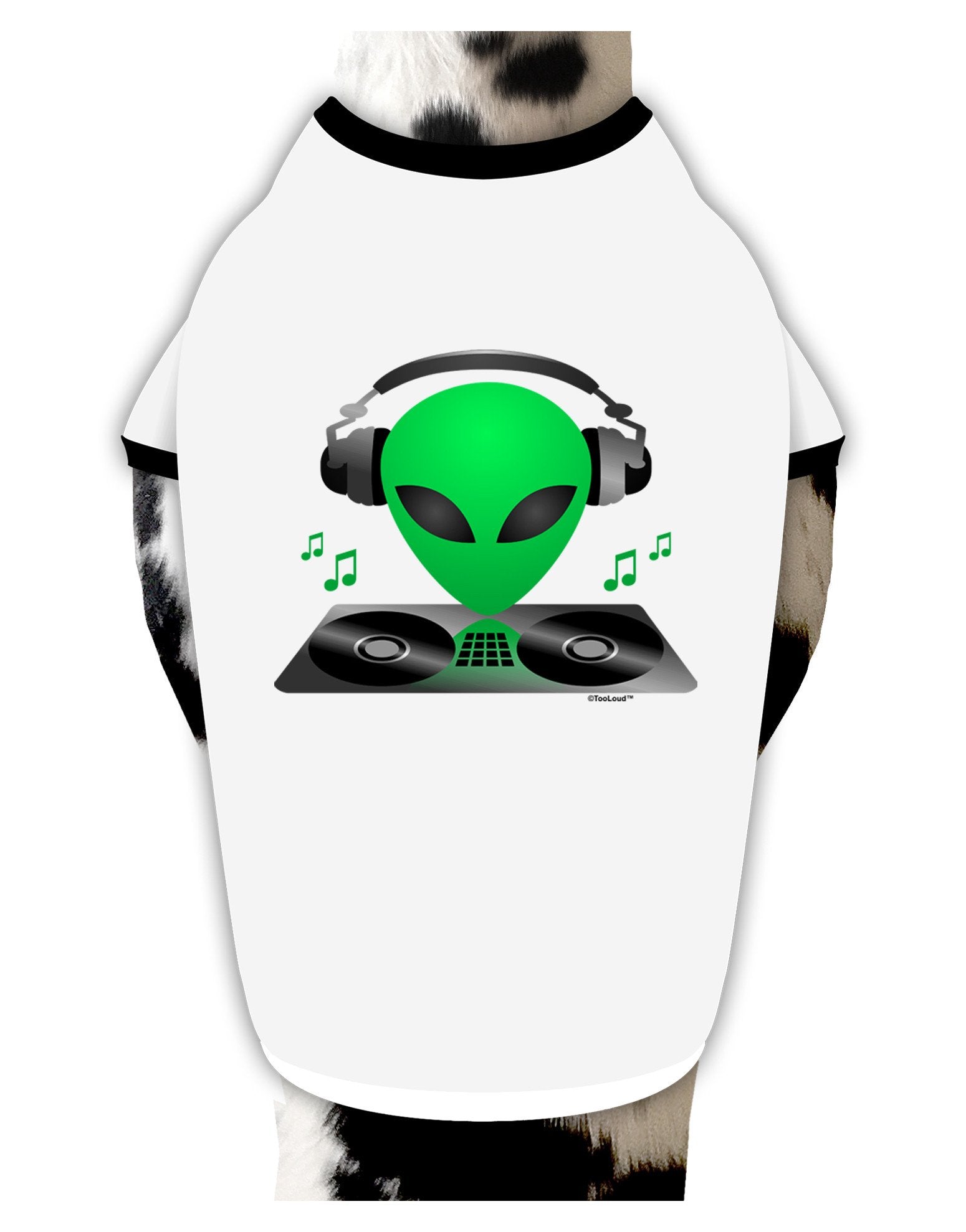 Alien DJ Dog Shirt-Dog Shirt-TooLoud-White-with-Black-XL-Davson Sales
