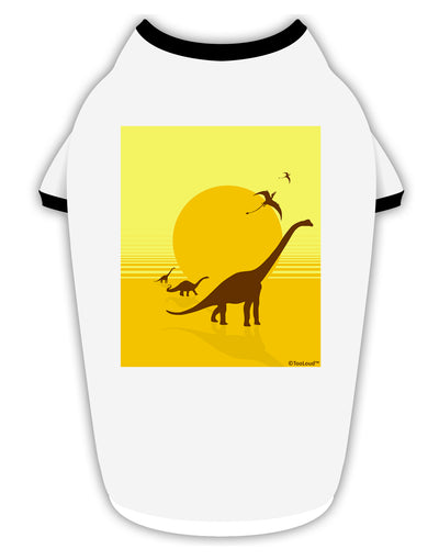 Brontosaurus and Pterodactyl Silhouettes with Sun Stylish Cotton Dog Shirt by TooLoud-Dog Shirt-TooLoud-White-with-Black-Small-Davson Sales