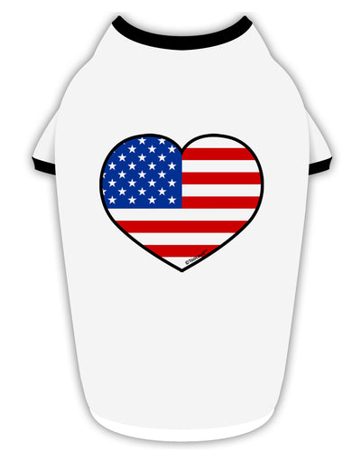 American Flag Heart Design Stylish Cotton Dog Shirt by TooLoud-Dog Shirt-TooLoud-White-with-Black-Small-Davson Sales