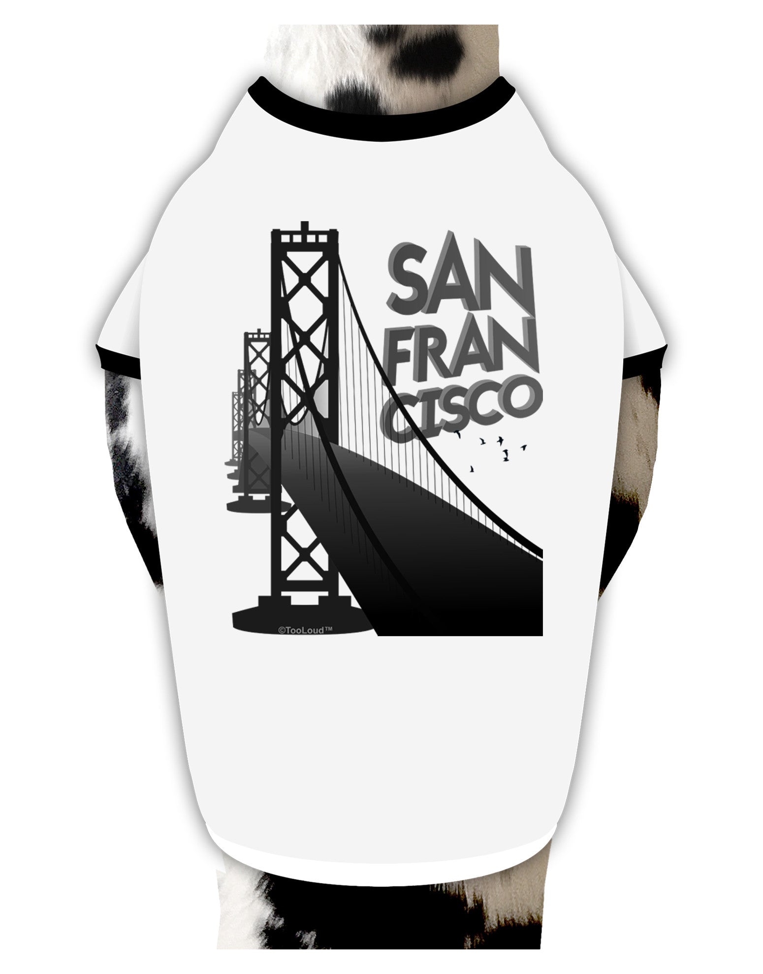 San Francisco Text Bay Bridge Dog Shirt-Dog Shirt-TooLoud-White-with-Black-Small-Davson Sales