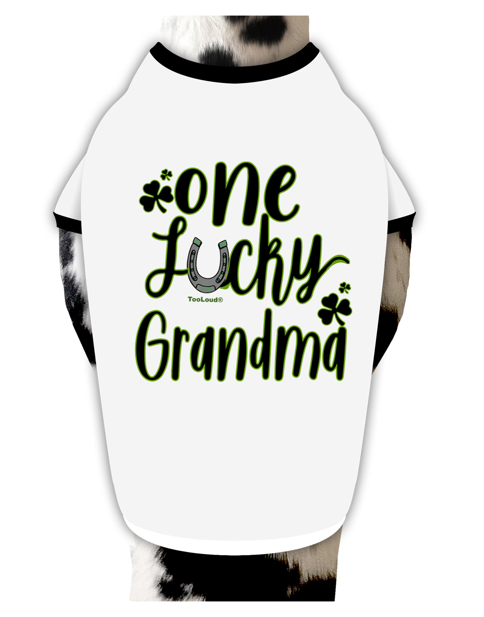 TooLoud One Lucky Grandma Shamrock Dog Shirt-Dog Shirt-TooLoud-White-with-Black-Small-Davson Sales