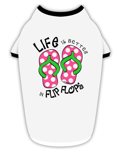 Life is Better in Flip Flops - Pink and Green Stylish Cotton Dog Shirt-Dog Shirt-TooLoud-White-with-Black-Small-Davson Sales