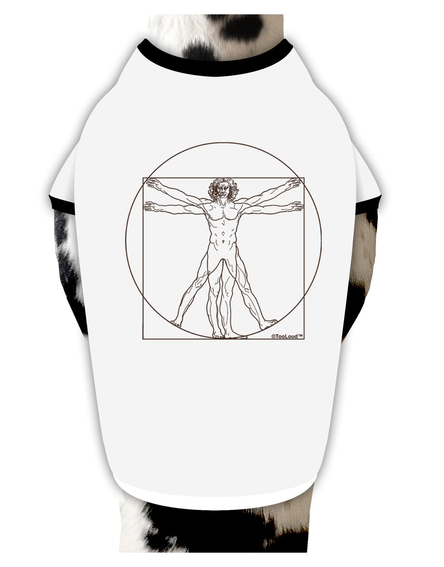 TooLoud Vitruvian Man Drawing Dog Shirt-Dog Shirt-TooLoud-White-with-Black-Small-Davson Sales