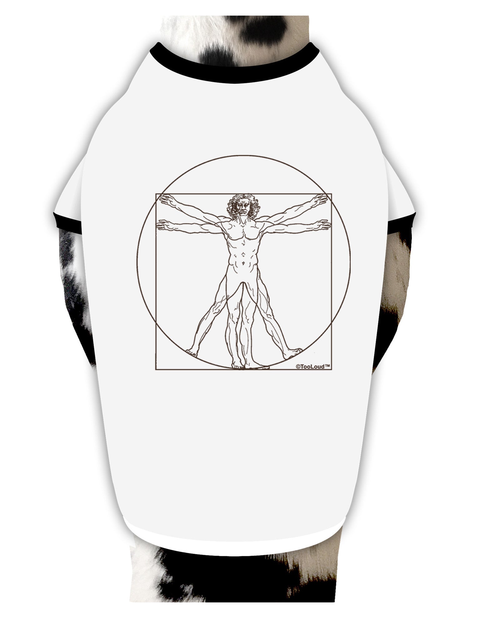 TooLoud Vitruvian Man Drawing Dog Shirt-Dog Shirt-TooLoud-White-with-Black-Small-Davson Sales