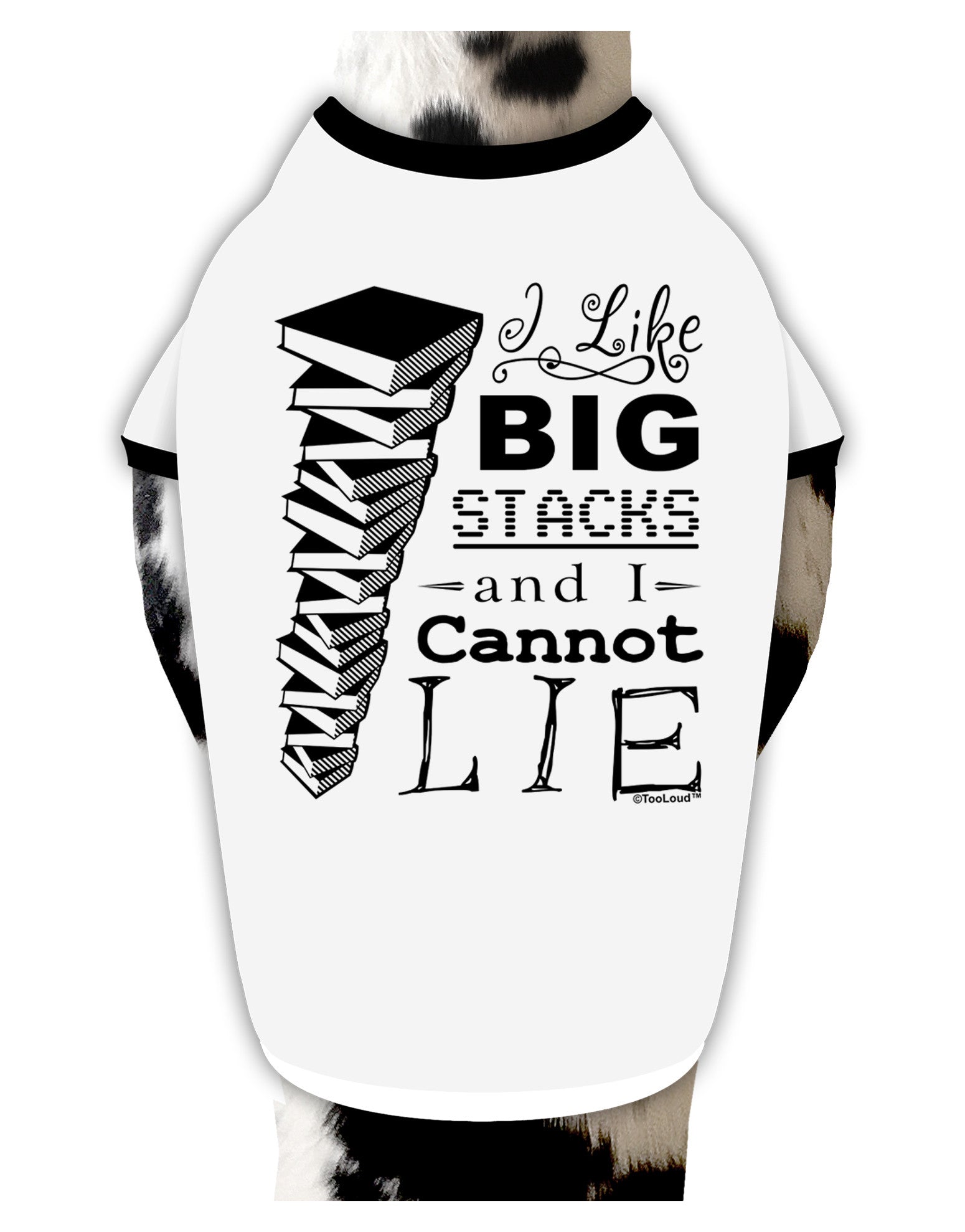 I Like Big Stacks -of books- Dog Shirt-Dog Shirt-TooLoud-White-with-Black-Small-Davson Sales