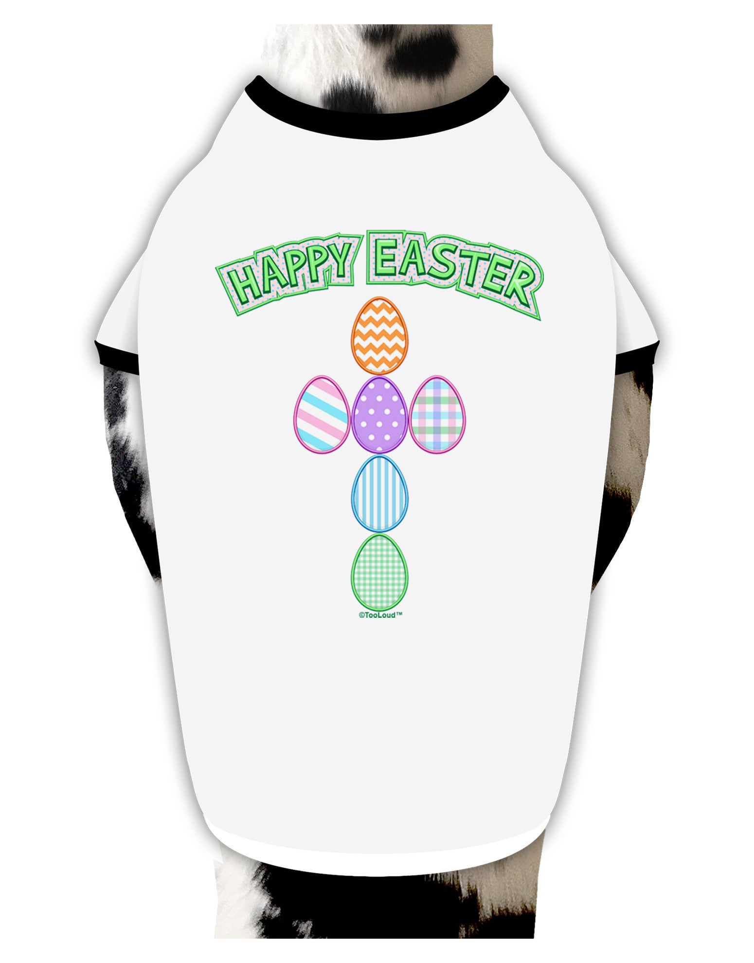 Happy Easter Egg Cross Faux Applique Dog Shirt-Dog Shirt-TooLoud-White-with-Black-Small-Davson Sales