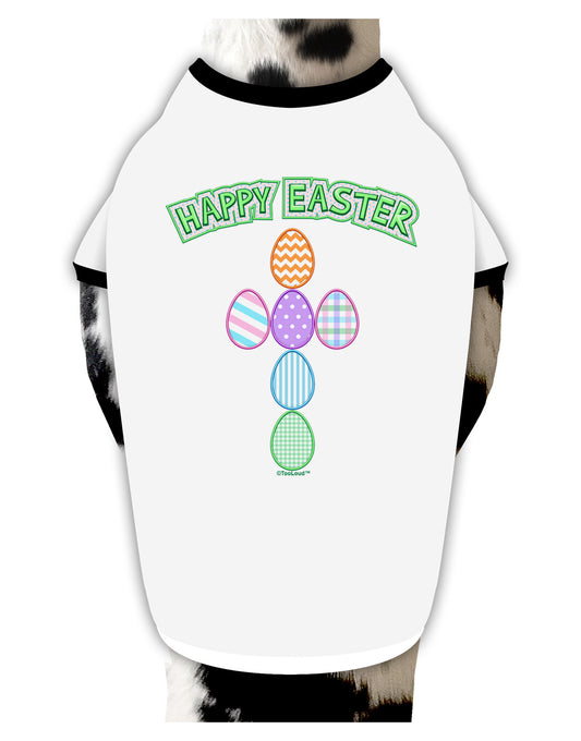 Happy Easter Egg Cross Faux Applique Dog Shirt-Dog Shirt-TooLoud-White-with-Black-Small-Davson Sales