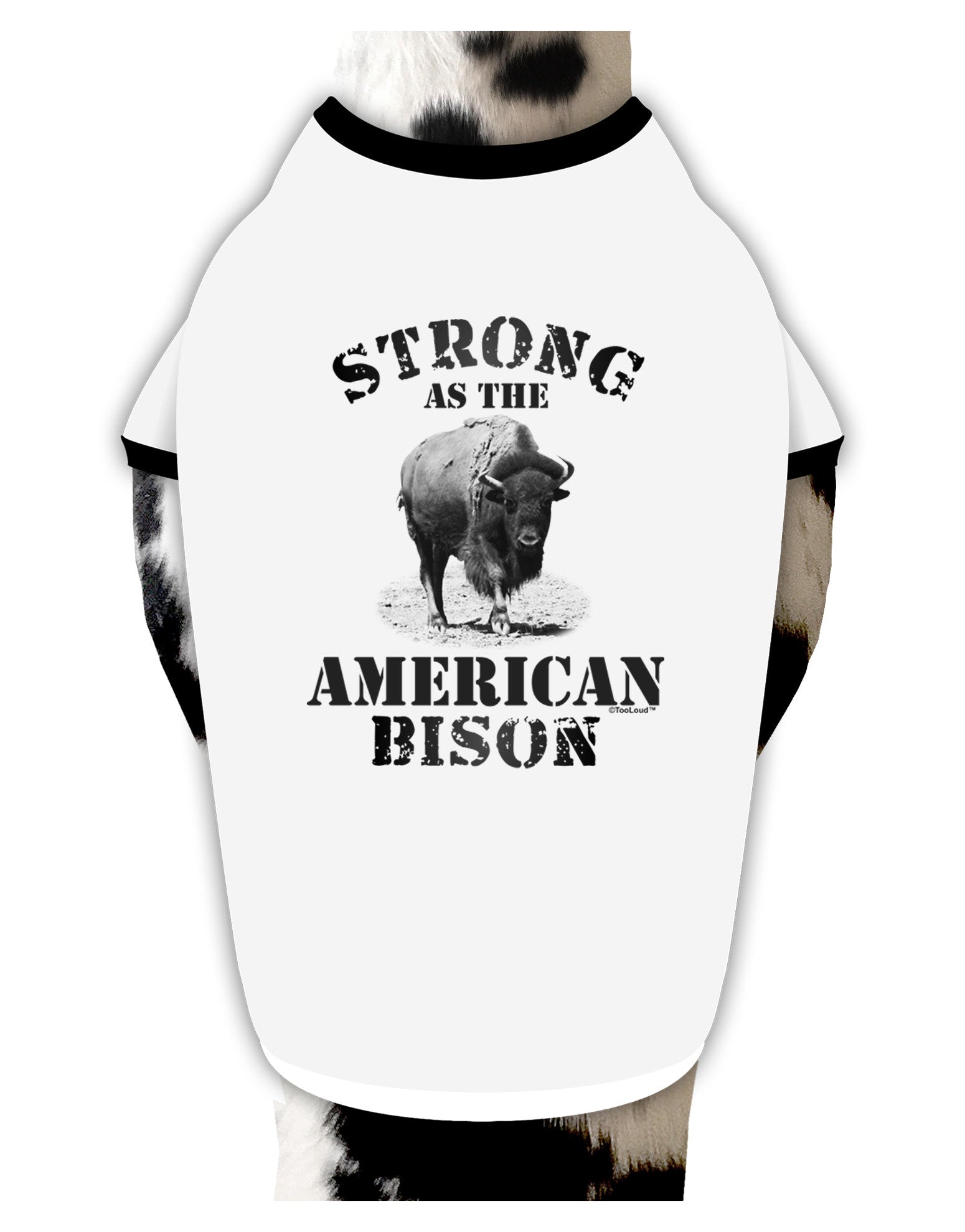 Strong Bison Text Dog Shirt-Dog Shirt-TooLoud-White-with-Black-Small-Davson Sales