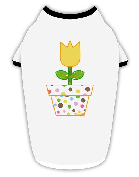Easter Tulip Design - Yellow Stylish Cotton Dog Shirt by TooLoud-Dog Shirt-TooLoud-White-with-Black-Small-Davson Sales