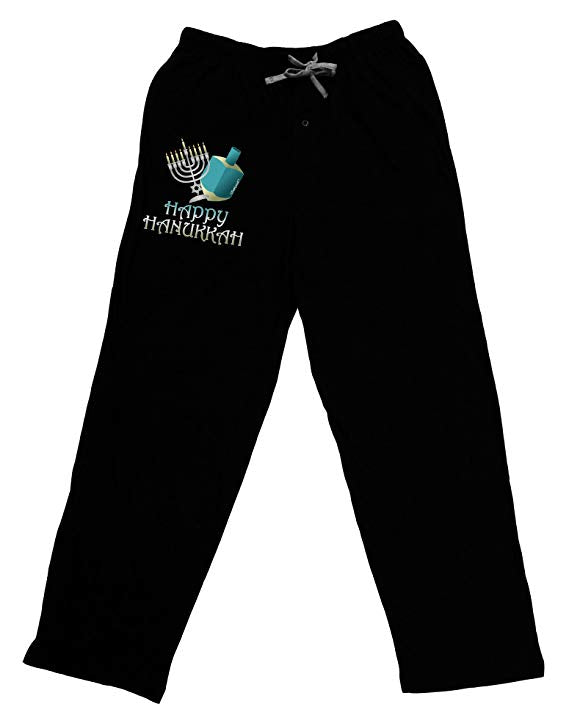 Blue & Silver Happy Hanukkah Adult Lounge Pants-Lounge Pants-TooLoud-Black-Small-Davson Sales
