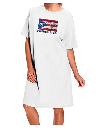 Distressed Puerto Rico Flag Adult Wear Around Night Shirt and Dress-Night Shirt-TooLoud-White-One Size-Davson Sales