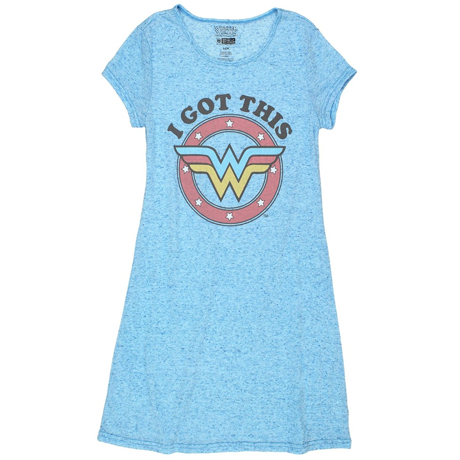 Wonder Woman Juniors Nightshirt Pajamas (Teen/Adult)-Night Shirt-DC Comics-Blue-Small-Davson Sales