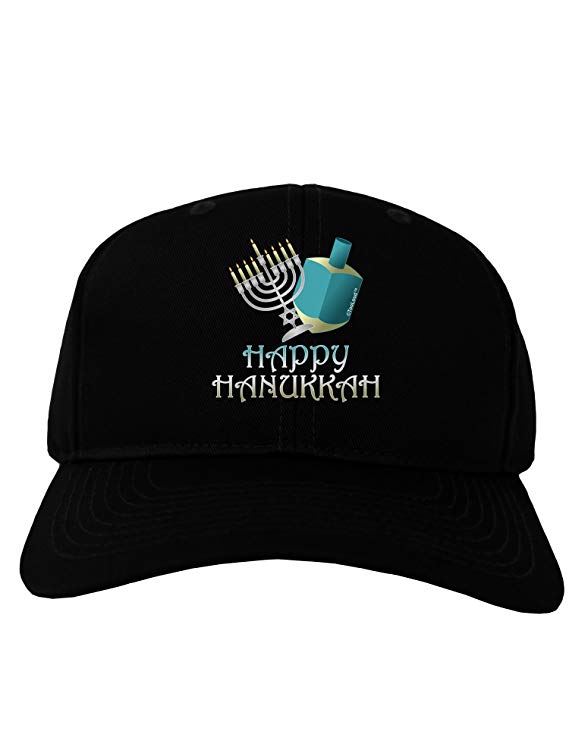 Blue & Silver Happy Hanukkah Adult Dark Baseball Cap Hat-Baseball Cap-TooLoud-Black-One Size-Davson Sales