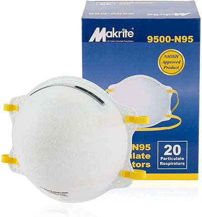 Makrite NIOSH Certified N95 Mask Pre-Formed Cone Particulate Respirator Mask-face mask-makrite-Box of 20-Davson Sales