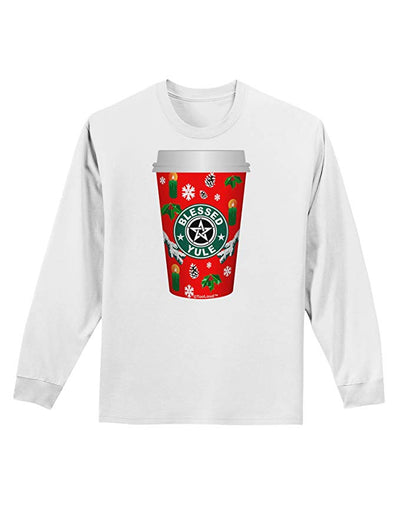 Blessed Yule Red Coffee Cup Adult Long Sleeve Shirt by-Long Sleeve Shirt-TooLoud-White-Small-Davson Sales