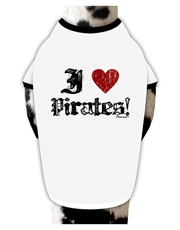 I Heart Pirates Dog Shirt White with Black-Dog Shirt-Davson Sales-Small-Davson Sales