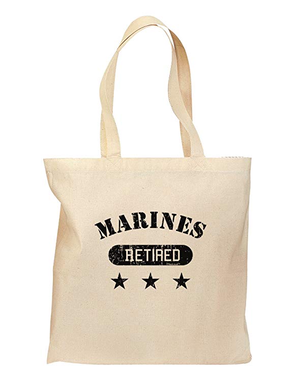 Retired Marines Grocery Tote Bag by TooLoud-Grocery Tote-TooLoud-Natural-Medium-Davson Sales