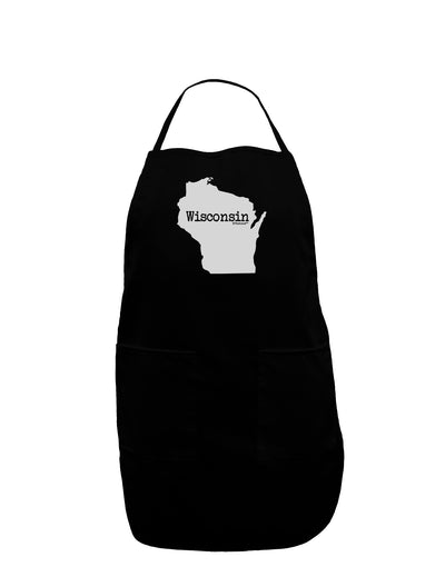 Wisconsin - United States Shape Dark Adult Apron-Bib Apron-TooLoud-Black-One-Size-Davson Sales