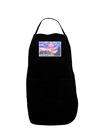 CO Rainbow Sunset Watercolor Text Dark Adult Apron-Bib Apron-TooLoud-Black-One-Size-Davson Sales