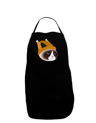 Disgruntled Cat Wearing Turkey Hat Dark Adult Apron by-Bib Apron-TooLoud-Black-One-Size-Davson Sales