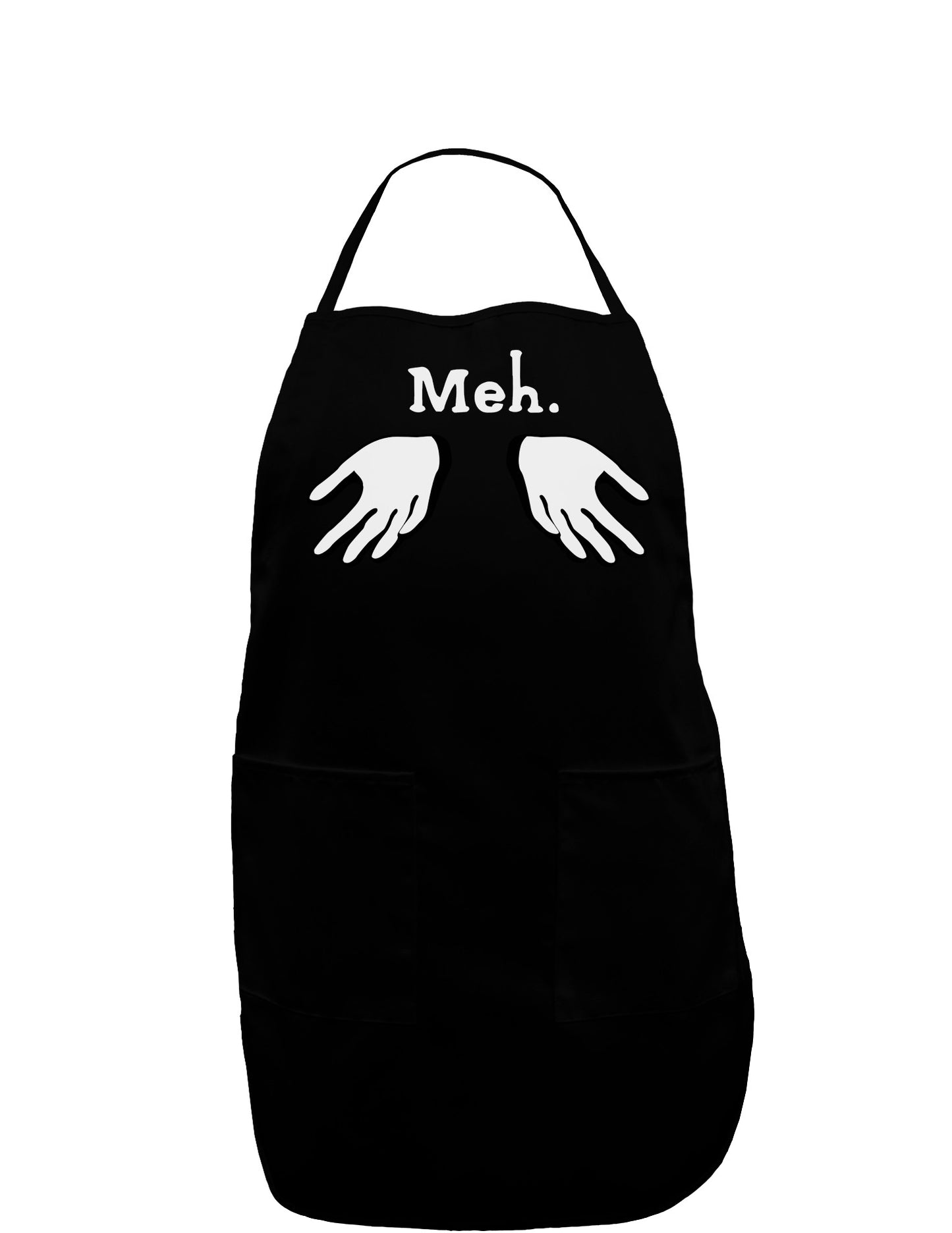 Meh with Hands Dark Adult Apron-Bib Apron-TooLoud-Black-One-Size-Davson Sales