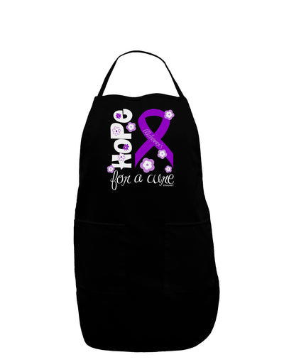 Hope for a Cure - Purple Ribbon Alzheimers Disease - Flowers Dark Adult Apron-Bib Apron-TooLoud-Black-One-Size-Davson Sales